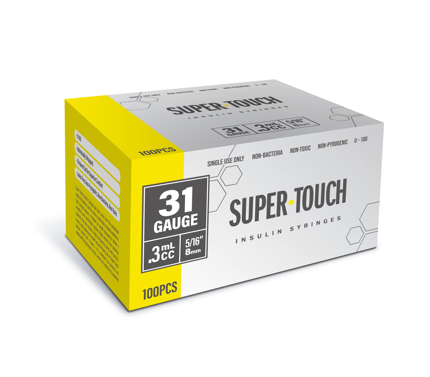 Super Touch Insulin Syringes - 31G 3/10cc 5/16" 100/bx