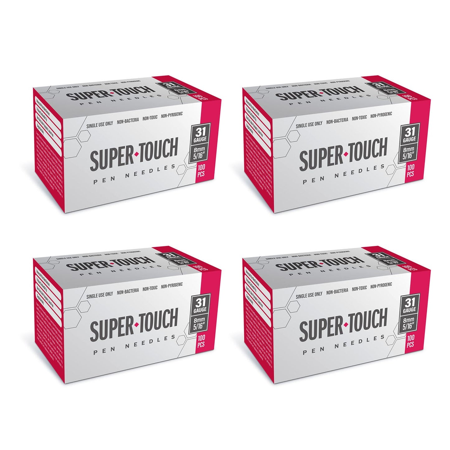 Super Touch Pen Needles - 31G 8mm 100/BX - Pack of 4