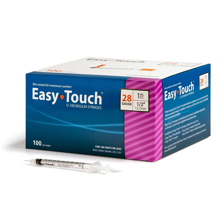 Easy Syringe Injection EasyTouch Insulin Syringes - 28G 1cc 1/2