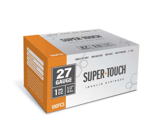 Super Touch Insulin Syringes - 27G 1cc 1/2" 100/bx