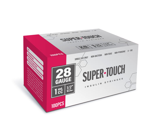 Super Touch Insulin Syringes - 28G 1cc 1/2" 100/bx