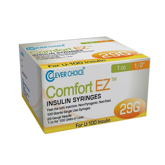 Clever Choice Comfort EZ Insulin Syringes - 29G 1cc 1/2 inch