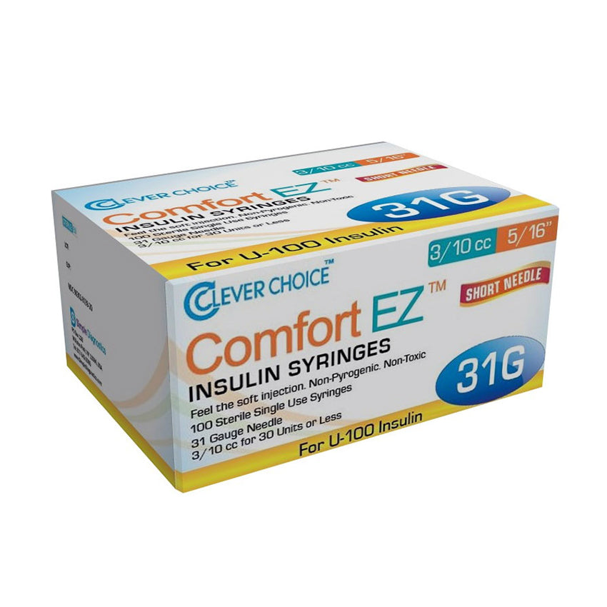 Clever Choice Comfort EZ Insulin Syringes - 31G 3/10 cc 5/16" 100ct