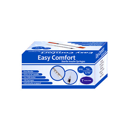 Easy Comfort Insulin Syringes - 31G 1cc 5/16" 100ct