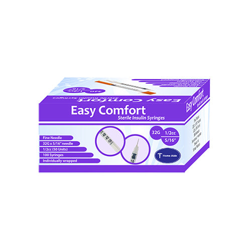 Easy Comfort Insulin Syringes - 32G 1/2 cc 5/16" 100ct