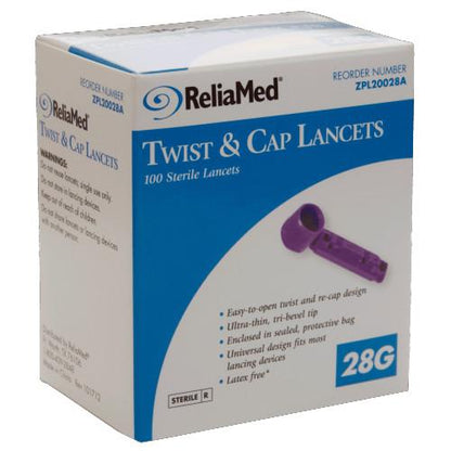 Reliamed 28G Safety Seal Lancets 100ct